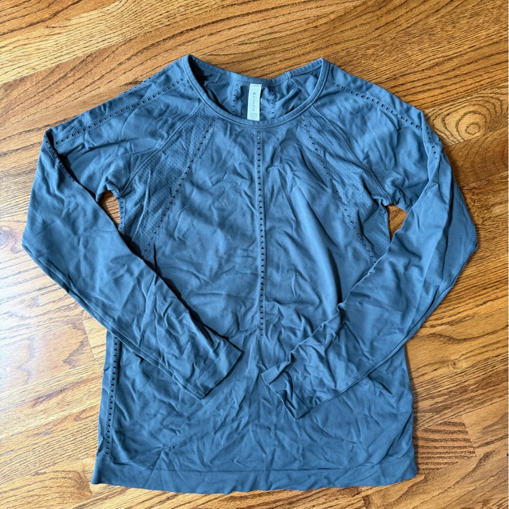 Athleta Slate Blue grey green Long Sleeve Tee